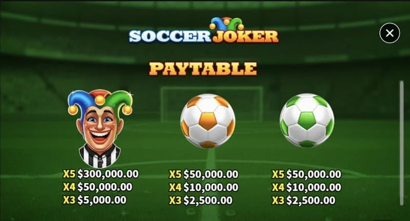 Soccer Joker - 配当表、1ページ目